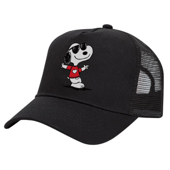 Snoopy καρδούλα, Trucker Hat with Mesh, Black, (COTTON, KIDS, UNISEX, ONE SIZE)