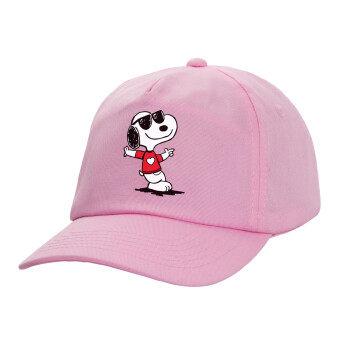 Snoopy καρδούλα, Casual children's baseball cap, 100% Cotton Twill, PINK (COTTON, CHILDREN'S, ONE SIZE)