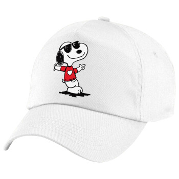 Snoopy καρδούλα, Children's Baseball Cap, 100% Cotton Twill, White (COTTON, CHILDREN'S, UNISEX, ONE SIZE)