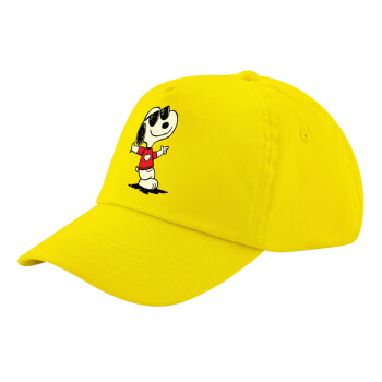 Snoopy καρδούλα, Καπέλο παιδικό Baseball, 100% Βαμβακερό Twill, Κίτρινο (ΒΑΜΒΑΚΕΡΟ, ΠΑΙΔΙΚΟ, UNISEX, ONE SIZE)