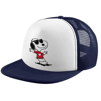 Snoopy καρδούλα, Καπέλο παιδικό Soft Trucker με Δίχτυ ΜΠΛΕ ΣΚΟΥΡΟ/ΛΕΥΚΟ (POLYESTER, ΠΑΙΔΙΚΟ, ONE SIZE)