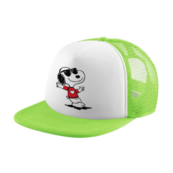 Snoopy καρδούλα, Καπέλο παιδικό Soft Trucker με Δίχτυ ΠΡΑΣΙΝΟ/ΛΕΥΚΟ (POLYESTER, ΠΑΙΔΙΚΟ, ONE SIZE)