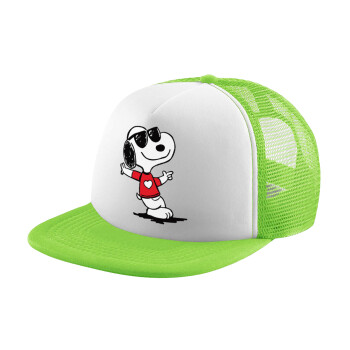 Snoopy καρδούλα, Adult Soft Trucker Hat with Mesh GREEN/WHITE (POLYESTER, ADULT, ONE SIZE)