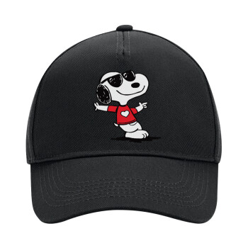 Snoopy καρδούλα, Adult Ultimate Hat BLACK, (100% COTTON DRILL, ADULT, UNISEX, ONE SIZE)