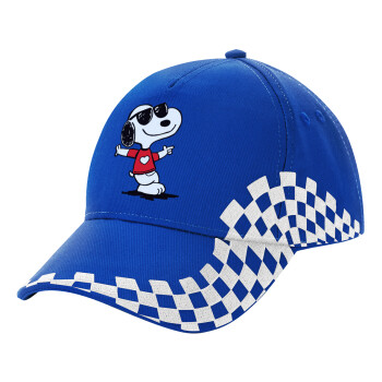 Snoopy καρδούλα, Adult Ultimate BLUE RACING Cap, (100% COTTON DRILL, ADULT, UNISEX, ONE SIZE)