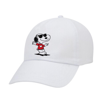 Snoopy καρδούλα, Adult Baseball Cap White 5-panel (POLYESTER, ADULT, UNISEX, ONE SIZE)