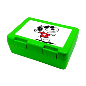 Snoopy καρδούλα, Children's cookie container GREEN 185x128x65mm (BPA free plastic)