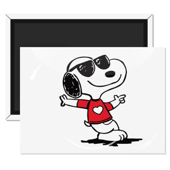 Snoopy καρδούλα, Ορθογώνιο μαγνητάκι ψυγείου διάστασης 9x6cm