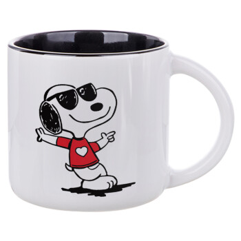 Snoopy καρδούλα, Κούπα κεραμική 400ml Λευκή/Μαύρη