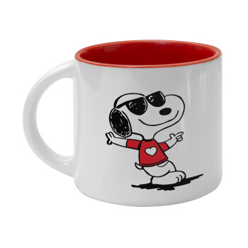 Snoopy καρδούλα, Κούπα κεραμική 400ml Λευκή/Κόκκινη