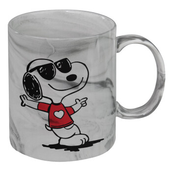 Snoopy καρδούλα, Mug ceramic marble style, 330ml
