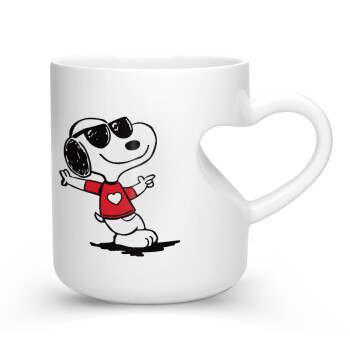 Snoopy καρδούλα, Κούπα καρδιά λευκή, κεραμική, 330ml