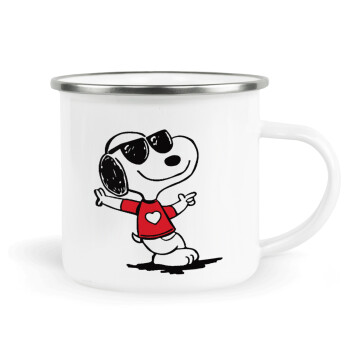 Snoopy καρδούλα, Metallic enamel cup white 360ml