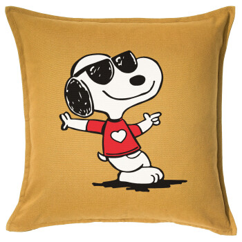 Snoopy καρδούλα, Μαξιλάρι καναπέ Κίτρινο 100% βαμβάκι, περιέχεται το γέμισμα (50x50cm)