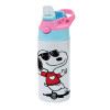 Children's hot water bottle, stainless steel, with safety straw, Pink/BlueCiel (360ml) BPA FREE