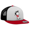 Adult Foam Flat Snapback with Mesh Red-White-Black (POLYESTER, ADULT, UNISEX, ONE SIZE)