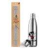 Easter Set, metallic stainless thermos flask (500ml) & scented flat Easter candle (30cm) (GRAY)