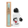 Easter Set, metallic aluminum water bottle (500ml) & scented flat candle (30cm) (TURQUOISE)