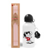 Easter Set, metallic aluminum bottle (500ml) & aromatic flat Easter candle (30cm) (PINK)