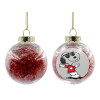 Transparent Christmas tree ball ornament with red filling 8cm