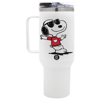 Snoopy καρδούλα, Mega Tumbler με καπάκι, διπλού τοιχώματος (θερμό) 1,2L