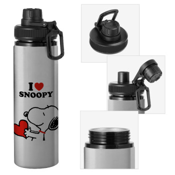 I LOVE SNOOPY, Metallic water bottle with safety cap, 850ml aluminum