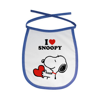 I LOVE SNOOPY, Σαλιάρα μωρού αλέκιαστη με κορδόνι Μπλε