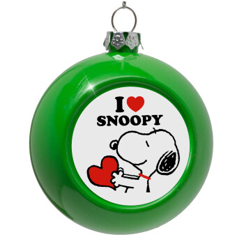 I LOVE SNOOPY, Στολίδι Χριστουγεννιάτικη μπάλα δένδρου Πράσινο 8cm