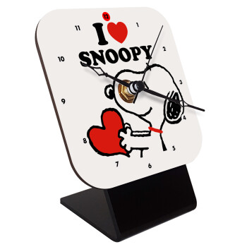 I LOVE SNOOPY, Επιτραπέζιο ρολόι ξύλινο με δείκτες (10cm)