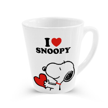 I LOVE SNOOPY, Κούπα κωνική Latte Λευκή, κεραμική, 300ml