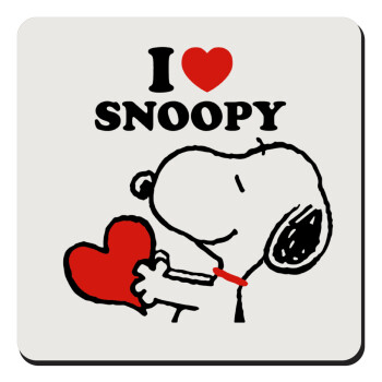 I LOVE SNOOPY, Τετράγωνο μαγνητάκι ξύλινο 9x9cm
