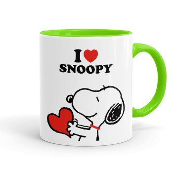 I LOVE SNOOPY, Mug colored light green, ceramic, 330ml