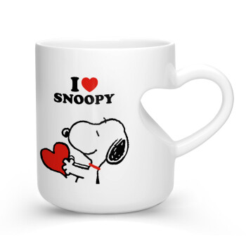 I LOVE SNOOPY, Κούπα καρδιά λευκή, κεραμική, 330ml