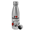 Metallic water bottle, stainless steel, 750ml