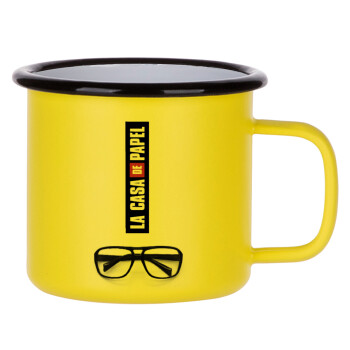 la professor, γυαλιά, Κούπα Μεταλλική εμαγιέ ΜΑΤ Κίτρινη 360ml