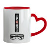 Mug heart red handle, ceramic, 330ml