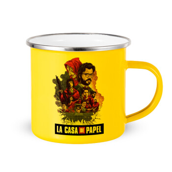 La casa de papel drawing cover, Yellow Enamel Metallic Cup 360ml