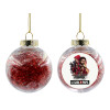 Transparent Christmas tree ball ornament with red filling 8cm