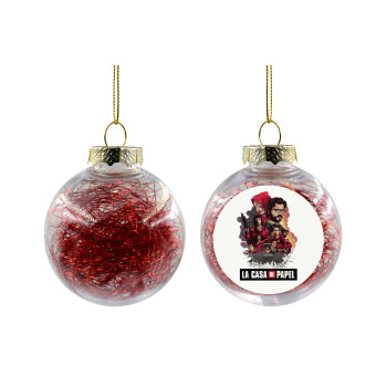 La casa de papel drawing cover, Transparent Christmas tree ball ornament with red filling 8cm