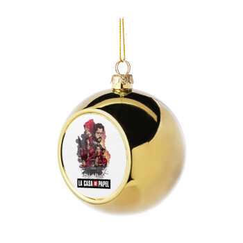 La casa de papel drawing cover, Golden Christmas tree ball ornament 8cm