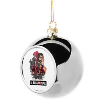 La casa de papel drawing cover, Silver 8cm Christmas tree ball ornament