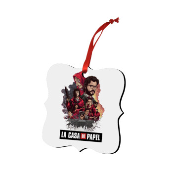 La casa de papel drawing cover, Christmas ornament polygon wooden 7.5cm