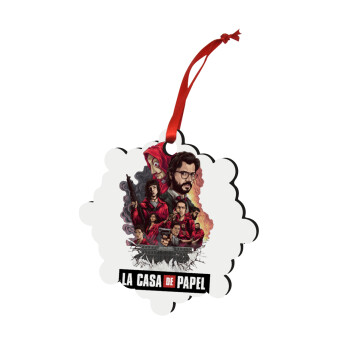 La casa de papel drawing cover, Στολίδι Χριστουγεννιάτικο στολίδι snowflake ξύλινο 7.5cm