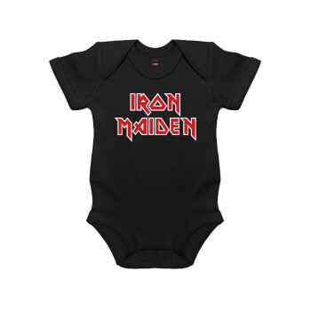 Iron maiden, Βρεφικό φορμάκι μωρού, 0-18 μηνών, ΜΑΥΡΟ, 100% Organic Cotton, κοντομάνικο