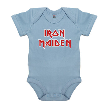 Iron maiden, Βρεφικό φορμάκι μωρού, 0-18 μηνών, Μπλε, 100% Organic Cotton, κοντομάνικο