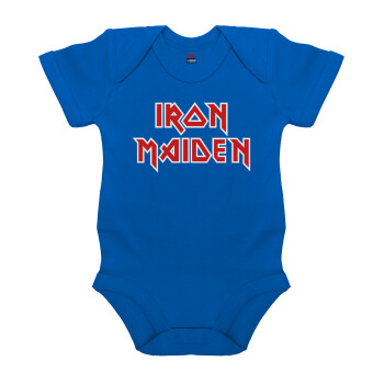 Iron maiden, Βρεφικό φορμάκι μωρού, Μπλε Κοβαλτίου, 100% Organic Cotton, κοντομάνικο