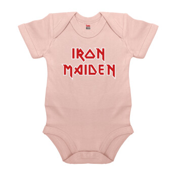 Iron maiden, Βρεφικό φορμάκι μωρού, 0-18 μηνών, ΡΟΖ POWDER, 100% Organic Cotton, κοντομάνικο