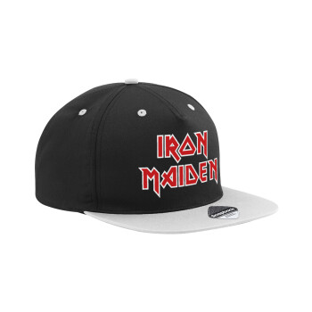 Iron maiden, Adult Flat Snapback Hat Black/Grey, (100% COTTON TWILL, ADULT, UNISEX, ONE SIZE)