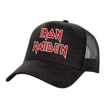 Iron maiden, Adult Structured Trucker Hat, with Mesh, Dark Army (100% COTTON, ADULT, UNISEX, ONE SIZE)