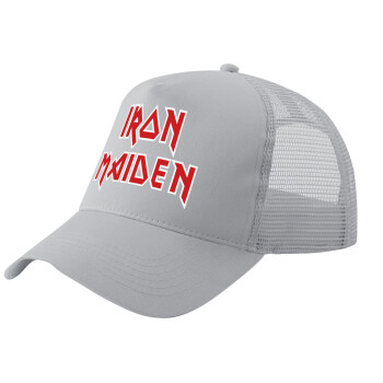 Iron maiden, Adult Structured Trucker Hat, with Mesh, GRAY (100% COTTON, ADULT, UNISEX, ONE SIZE)